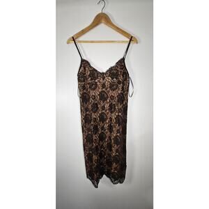 Michael Kors Saddle Brown Lace Sweetheart Slip Dress SIZE 2